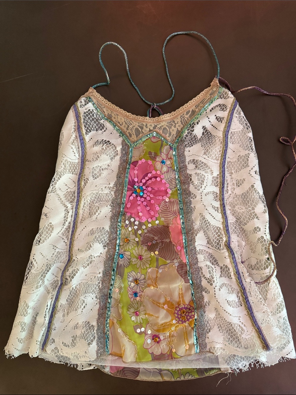 Free People White Lace Floral Inset Cami